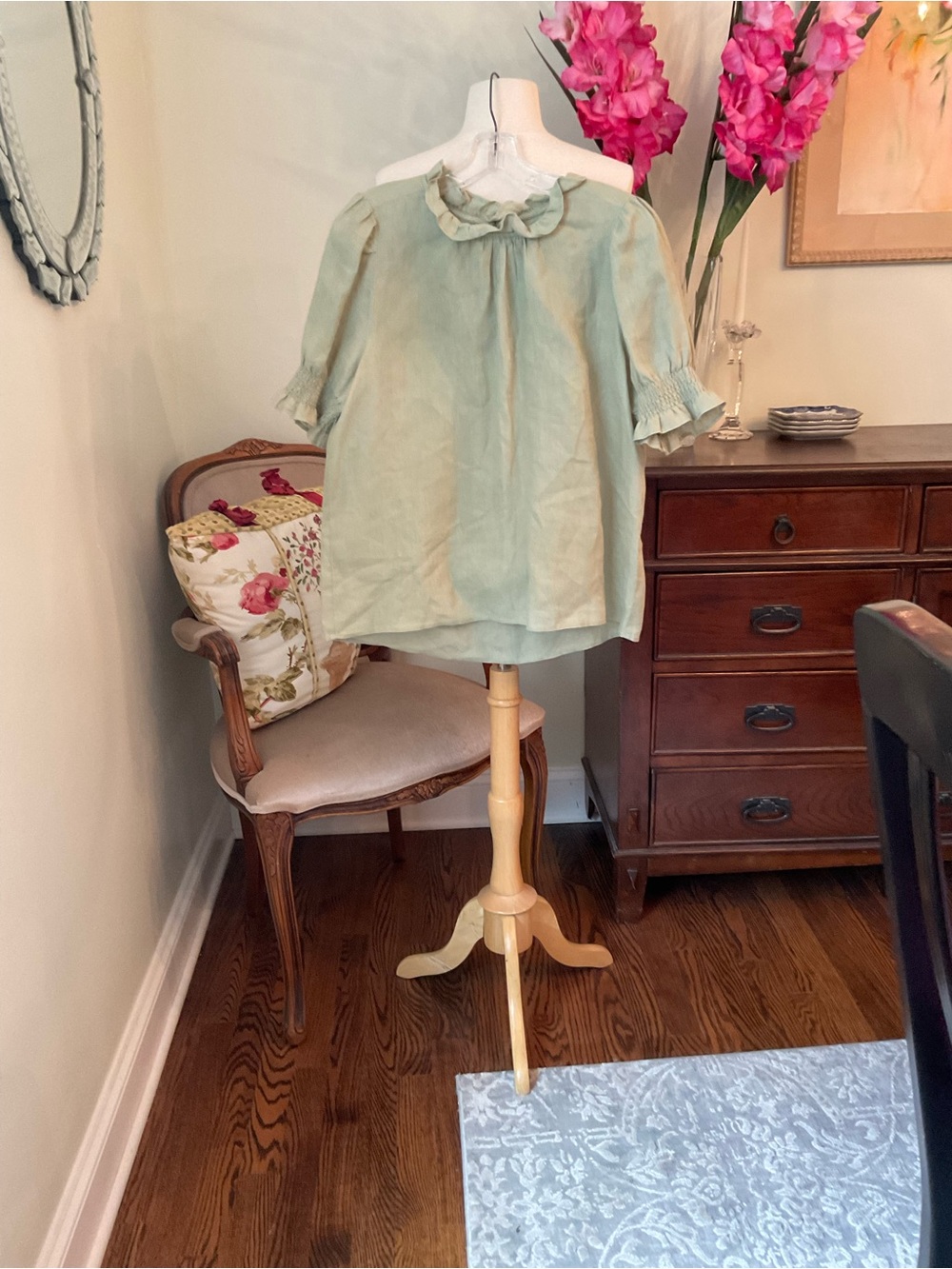 J. Crew Light Mint Linen Blend Top
